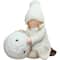 12.5" White Tealight Snowball with Kneeling Girl Candle Holder